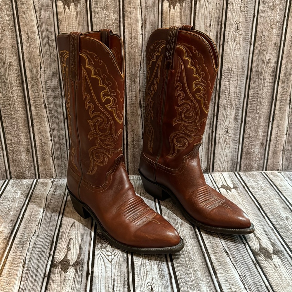 Lucchese 1988 Vintage N1531J4 Embroidered Brown Men’s Boot J Toe 7.5 D